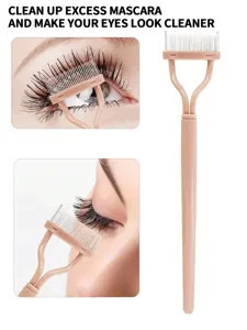 Pettine per ciglia semicircolare in acciaio per trucco, separazione e pulizia del mascara.