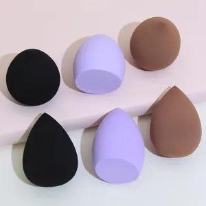 Set of 6 makeup sponge blenders, latex-free teardrop and slanted edge face beauty tools.