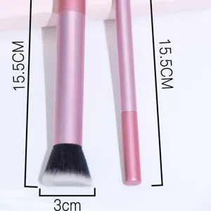 2 pieces pink gradient makeup brush set soft hair cosmetic brushes for daily beauty use