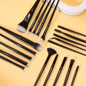 Set de 20 brochas de maquillaje profesionales mango negro pelo sintético para sombra de ojos
