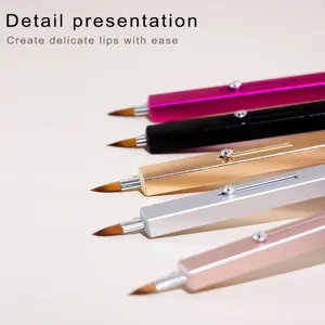 Professional retractable dual-end lip brush with crystal slider for precise makeup.