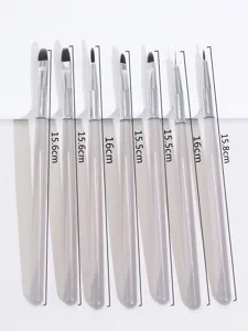 Professional acrylic nail art brushes set with dimension markers for precise line drawing and painting.