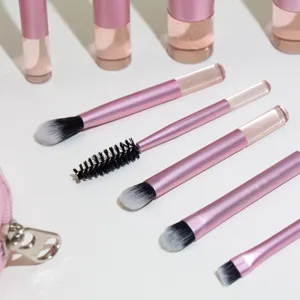 Mini makeup brush set 10 pieces portable travel cosmetic brushes with clear crystal handles