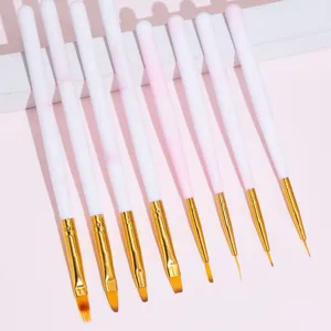 Professional 9pcs nail art brush set acrylic painting liner UV gel drawing detail pens.
