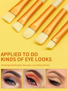 Professional angle eyeshadow brushes detail view with soft bristles for precise eye makeup.
