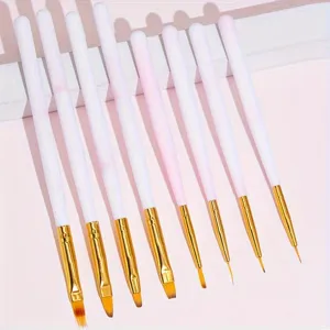 Professional acrylic nail art brush set for fine painting, line drawing and UV gel design.