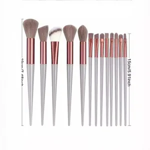 13-piece professional makeup brush set with soft synthetic bristles and rose gold handles.