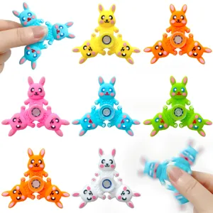 Détail toupie fidget lapin silicone, jouet sensoriel tactile, décompression multicolore anti