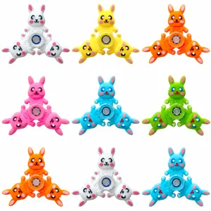Bunter Cartoon Kaninchen Silikon Fidget Spinner taktisches Stressabbau Spielzeug
