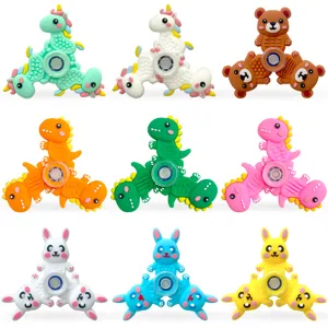 Silikon Tier Fidget Spinner Set, süßes Dino Bär Hase Design zum Stressabbau für Kinder.