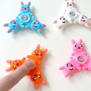 Set de toupies anti-stress en silicone lapin, jouet sensoriel mignon pour soulager l'anxiété.