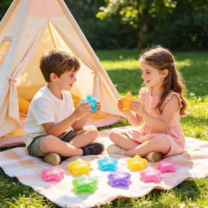 Glitter star squeeze sensory toy stress relief maltose ball for kids outdoor play fun