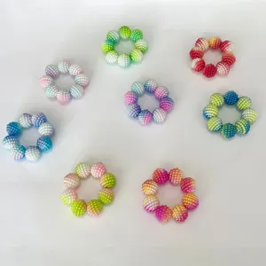 Anillo de descompresión con cuentas de colores, anillo de masaje antiestrés para adultos.