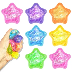 Star Squishy Toy Glitter Maltose Stress Relief Ball Slow Rising Fidget Toy Sensory Toy Squeeze Toy For Kids Adults