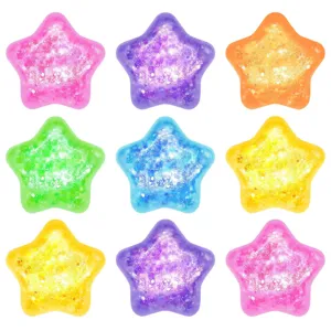 Colorful Star Shape Glitter Squeeze Toy Fidget Ball Sensory Stress Relief Main View
