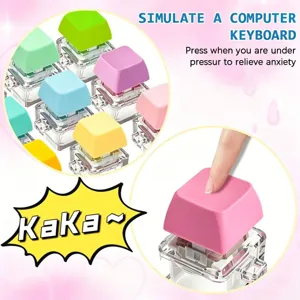 Colorful single key fidget toy mechanical keyboard clicker for stress relief and anxiety.