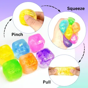 Bunter Eiswürfel Glitzer Antistress Spielzeug, langsamer Rückprall sensorisches Spielzeug.