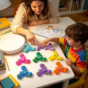 Jouet fidget spinner dinosaure en silicone, jouet anti-stress colore pour enfants