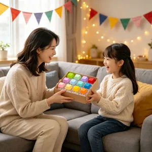 Colorful square key fidget toy, stress relief mechanical switch clicker for finger relaxation.