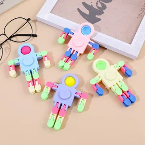 Astronaut Pop It Fidget Spinner Toy Plastic Multi Jointed Decompression Sensory Toy Mixed Color Novelty Gift For Kids