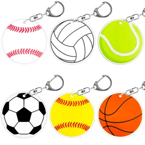Creative Acrylic Sports Ball Keychain Cute Baseball Soccer Basketball Tennis Volleyball Key Chain Bag Pendant Gift
