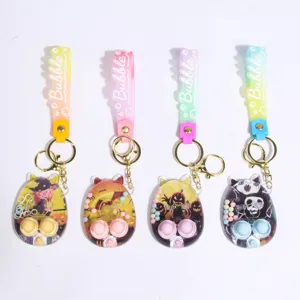 Cute Halloween water game keychain cartoon ring toss pendant portable acrylic toy gift.