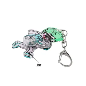 Detailansicht des Acryl Cartoon Lauf-Spinner-Schlüsselanhängers mit 4mm Dicke und tollem Design.