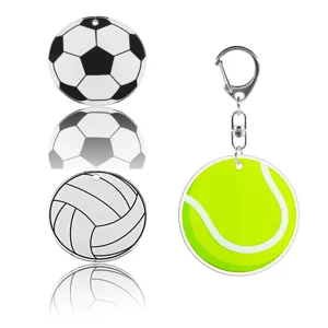 Sports ball keychain blank DIY acrylic soccer volleyball tennis key ring accessories