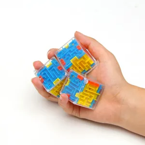 Cubo laberinto transparente 3D juguete de rompecabezas, mini juego de ingenio con bola para niños.