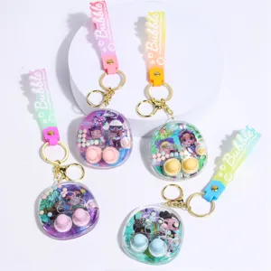 Cute cartoon water game keychain pendant cute doll key ring accessory for gifts