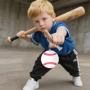 Acrylic baseball keychain DIY custom blank sports pendant metal keyring bag accessory gift