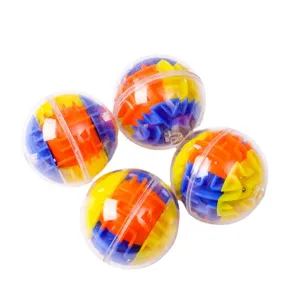 Juguete puzzle bola laberinto 3D, esfera transparente con pistas de colores para relajación infantil.