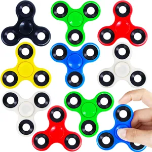 Colorful three-leaf fidget spinner toy set, smooth spinning hand toy for stress relief.