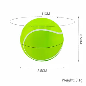 Detailweergave van het mini tennis fidget speelgoed met duidelijke afmetingen en gewicht.