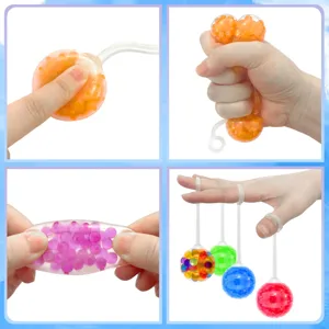 Wasserperlen Quetschball Stressabbau Spielzeug mit Seil für Hand Sensorik Details.