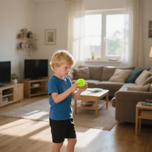 Gedetailleerd overzicht van het mini vingerdraaiende decompressiespeeltje in de woonkamer.