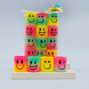 Buntes Plastik Zauberfeder Spielzeug mit lachenden Gesichtern, Regenbogen Lernspielzeug.