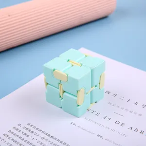 Macaron color plastic infinity cube fidget toy detail, perfect for stress relief and fun.