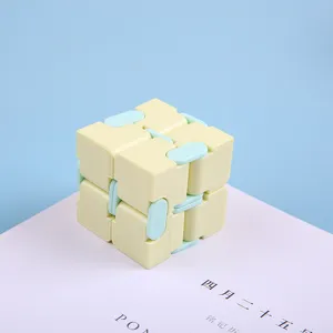Close-up detail of the mini macaron infinity cube, a foldable stress relief toy.
