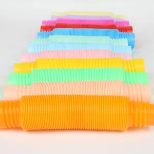 Colorful plastic pop tubes stretchable sensory toys macaron color decompression tube toy