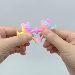 Jouet fidget à ventouse en silicone coloré, jouet anti-stress mignon avec design d'ours.