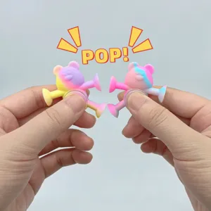 Jouet anti-stress en silicone avec ventouse, toupie sensorielle mignonne design d'ours.
