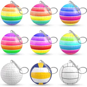 3D Spherical Puzzle Keychain Creative Rainbow Ball Volleyball Golf Ball Backpack Pendant Toy