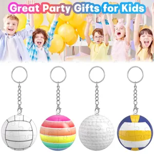 3D Puzzle Ball Keychain Creative Sports Rainbow Golf Volleyball Key Ring Cute Bag Pendant