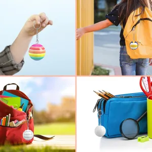 3D spherical jigsaw puzzle keychain, creative rainbow and sports ball backpack pendant.