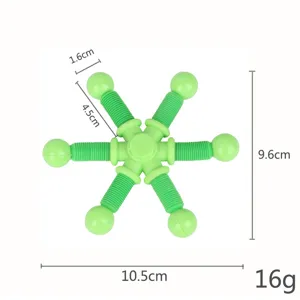 Juguete fidget spinner de tubo pop de plástico verde deformable, juguete sensorial antiestrés.