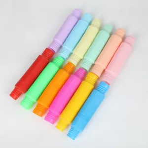 Macaron color Pop Tube decompression toy set, flexible plastic telescopic corrugated tubes.