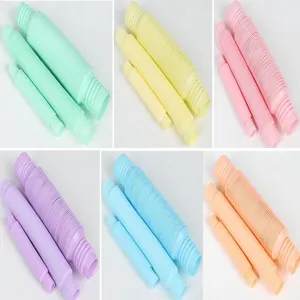 Plastic stretchable pop tubes fidget sensory toys vibrant macaron colors detail view