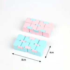 Macaron color infinity cube fidget toy, stress relief, dual-color flip block gadget.