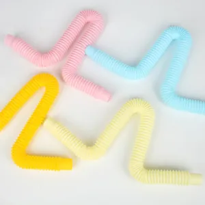 Pop tubes sensory stretch toys colorful plastic accordion tubes for stress relief.
